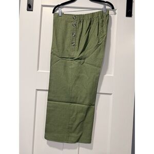 Studio JPR Olive Green Wide-Leg Linen Blend Capri Pants Ladies Size Medium